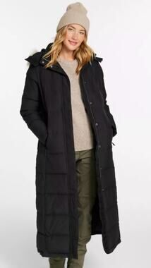 L.L.Bean Sz SP Small Ultrawarm Long Down Winter Warm Snow Hooded Black Coat
